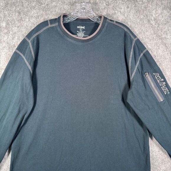 Kuhl Shirt Mens L Blue Long Sleeve Crew Neck Organic Cotton Kommando Wildfibre - Picture 1 of 12